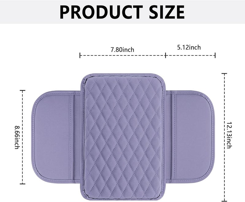 Stacool Upgraded Car Center Console Cover,Microfiber Leather Car Armrest Cover Cushion with 2 Storage Bags,Universal Cars Armrest Storage Box Cars Interior Accessories for Most Vehicles (Purple) - Image 2